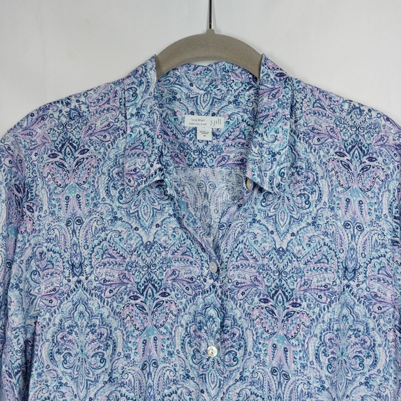 J Jill Love Linen Paisley Button Front Shirt  Size M - Picture 3 of 8
